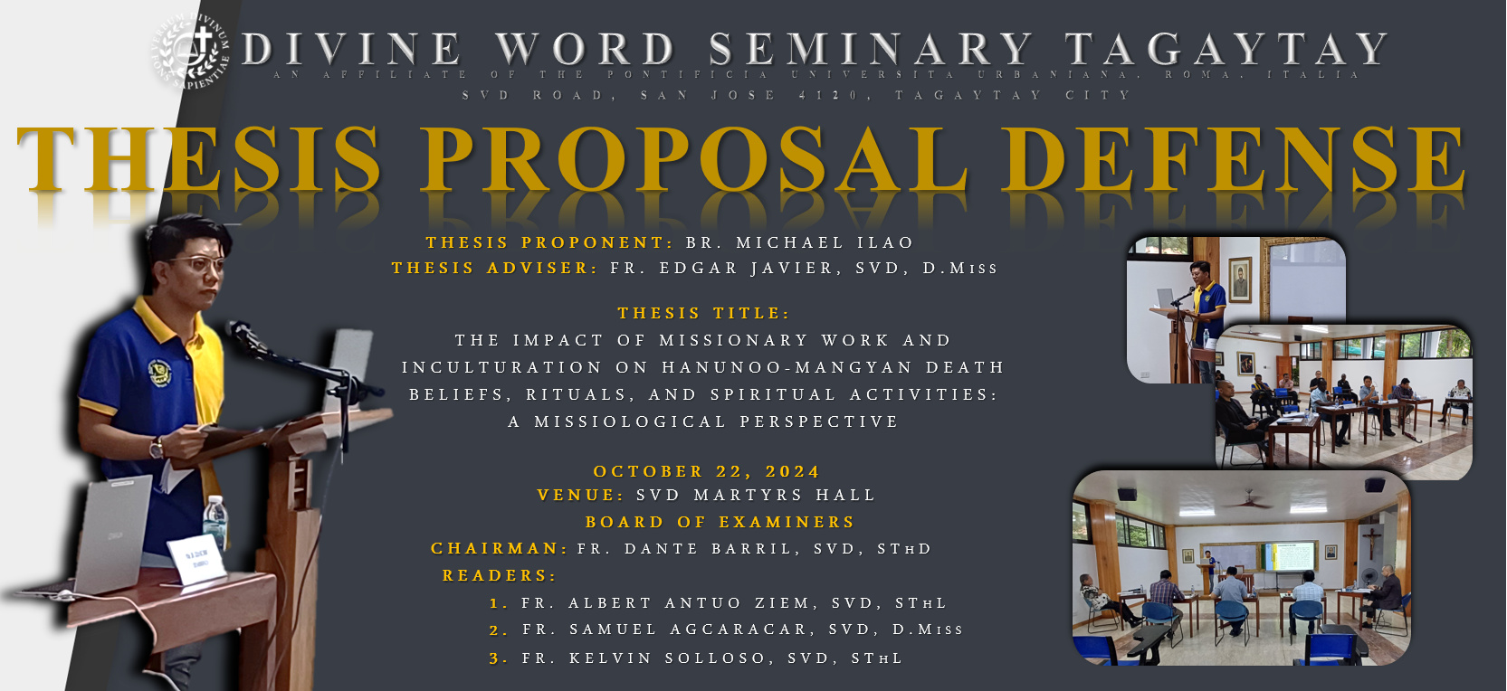 THESIS PROPONENT: BR. MICHAEL ILAO